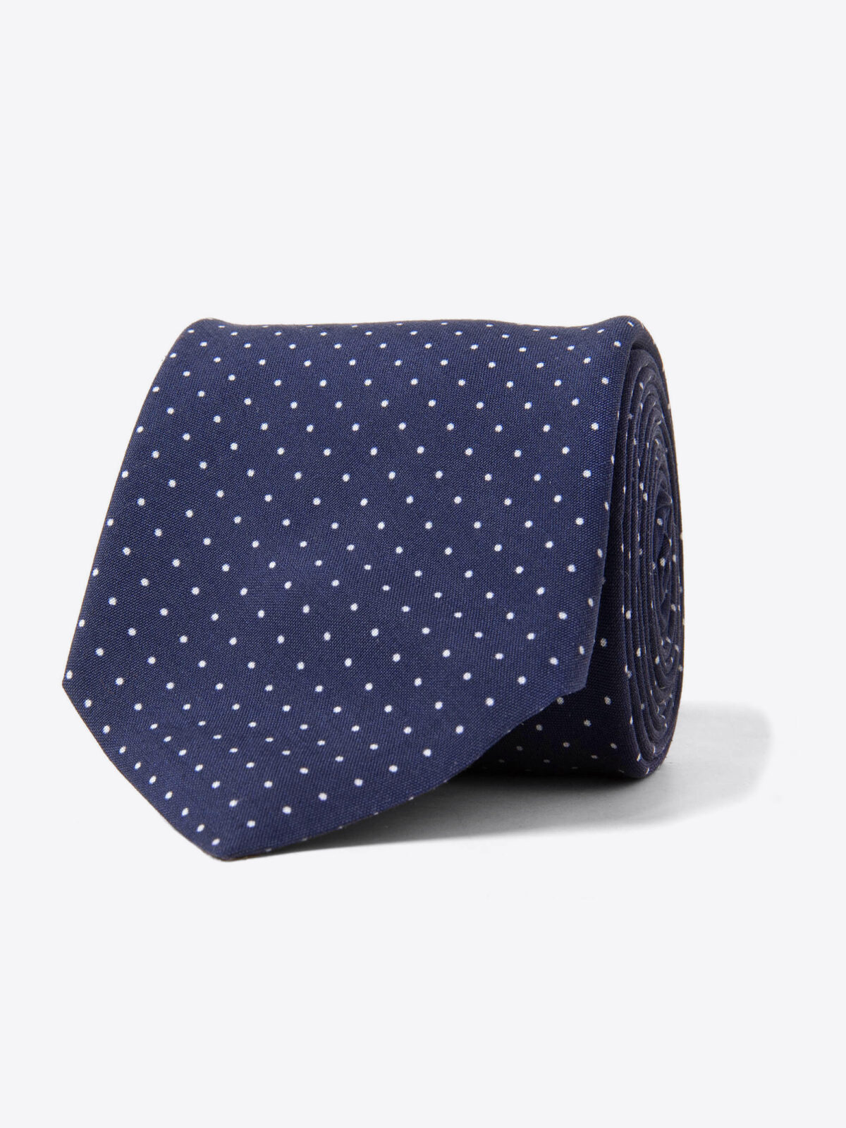 Navy and White Printed Pindot Tie