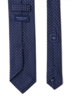 Navy and White Printed Pindot Tie Product Thumbnail 4