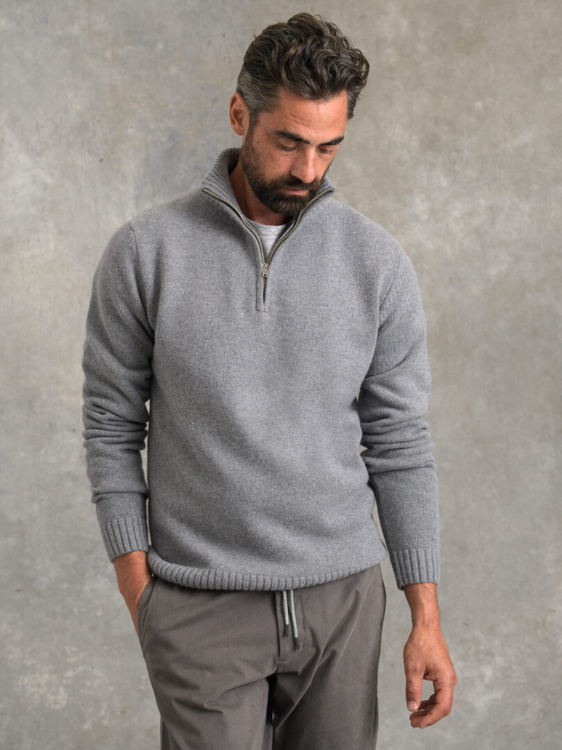 Proper Cloth Light Grey Quarter Zip Pullover