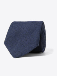 Navy Herringbone Raw Silk Tie Product Thumbnail 1