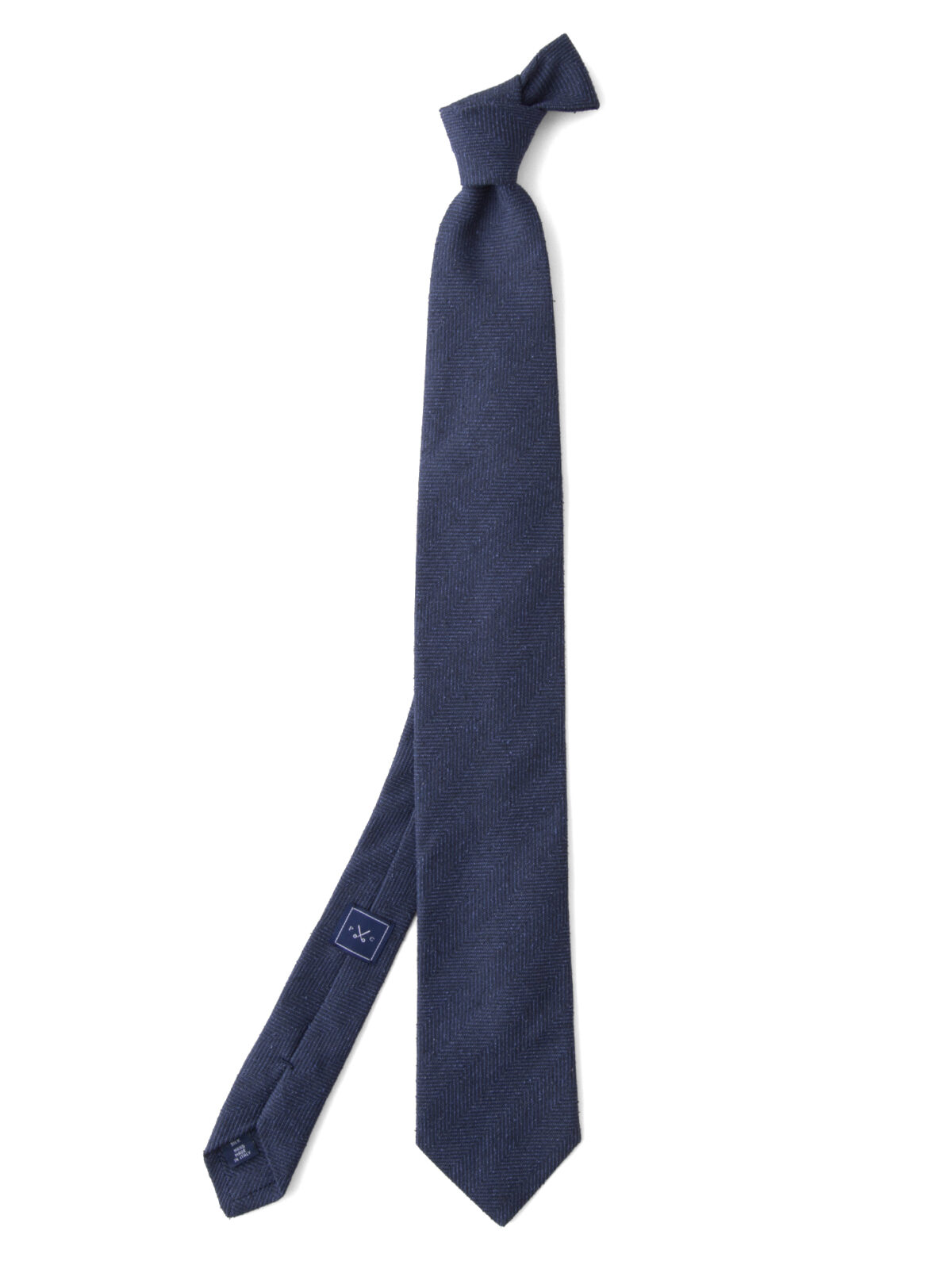 Navy Herringbone Raw Silk Tie