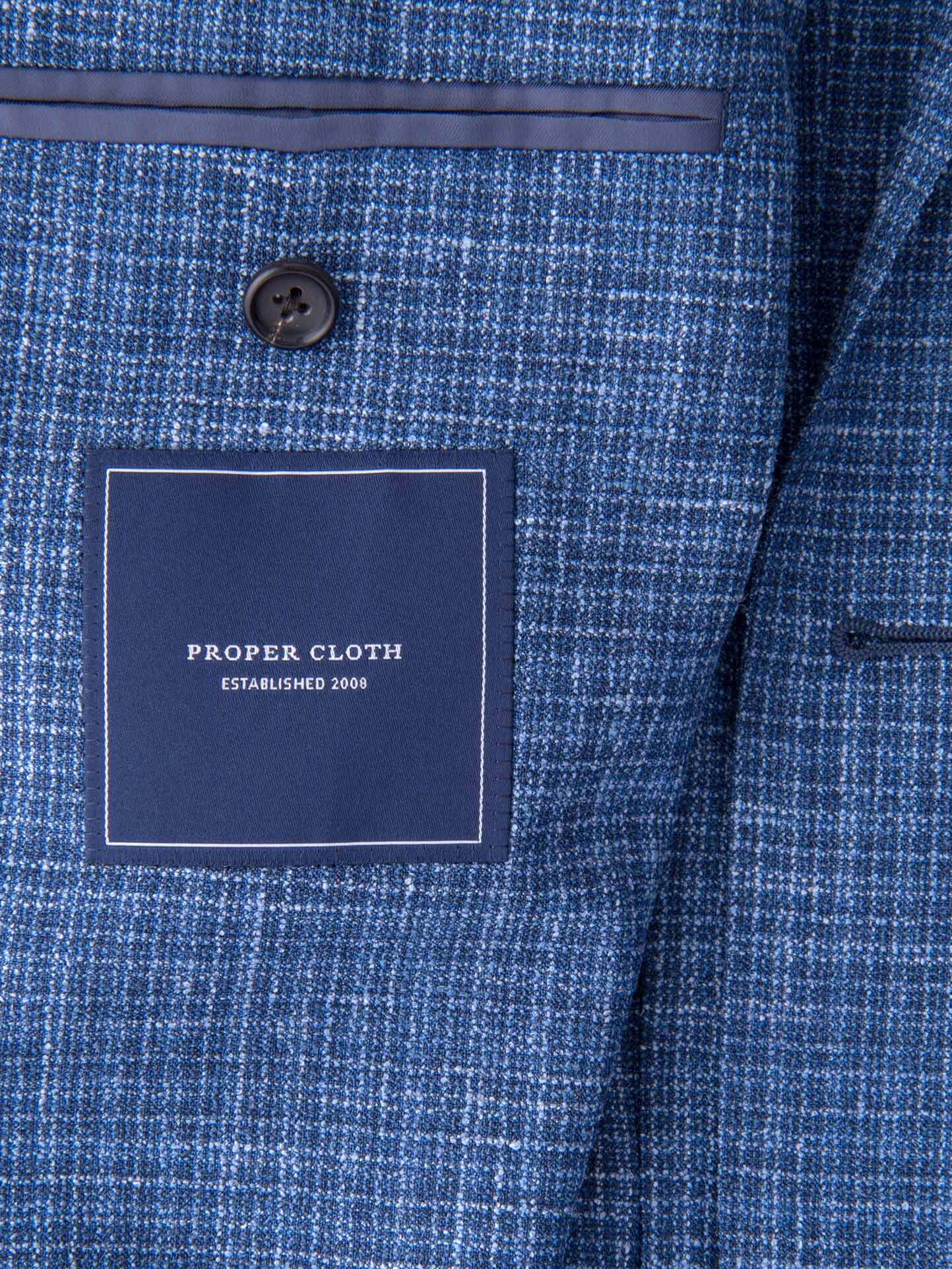 Hudson Ocean Blue Textured Micro Check Jacket by Proper Cloth