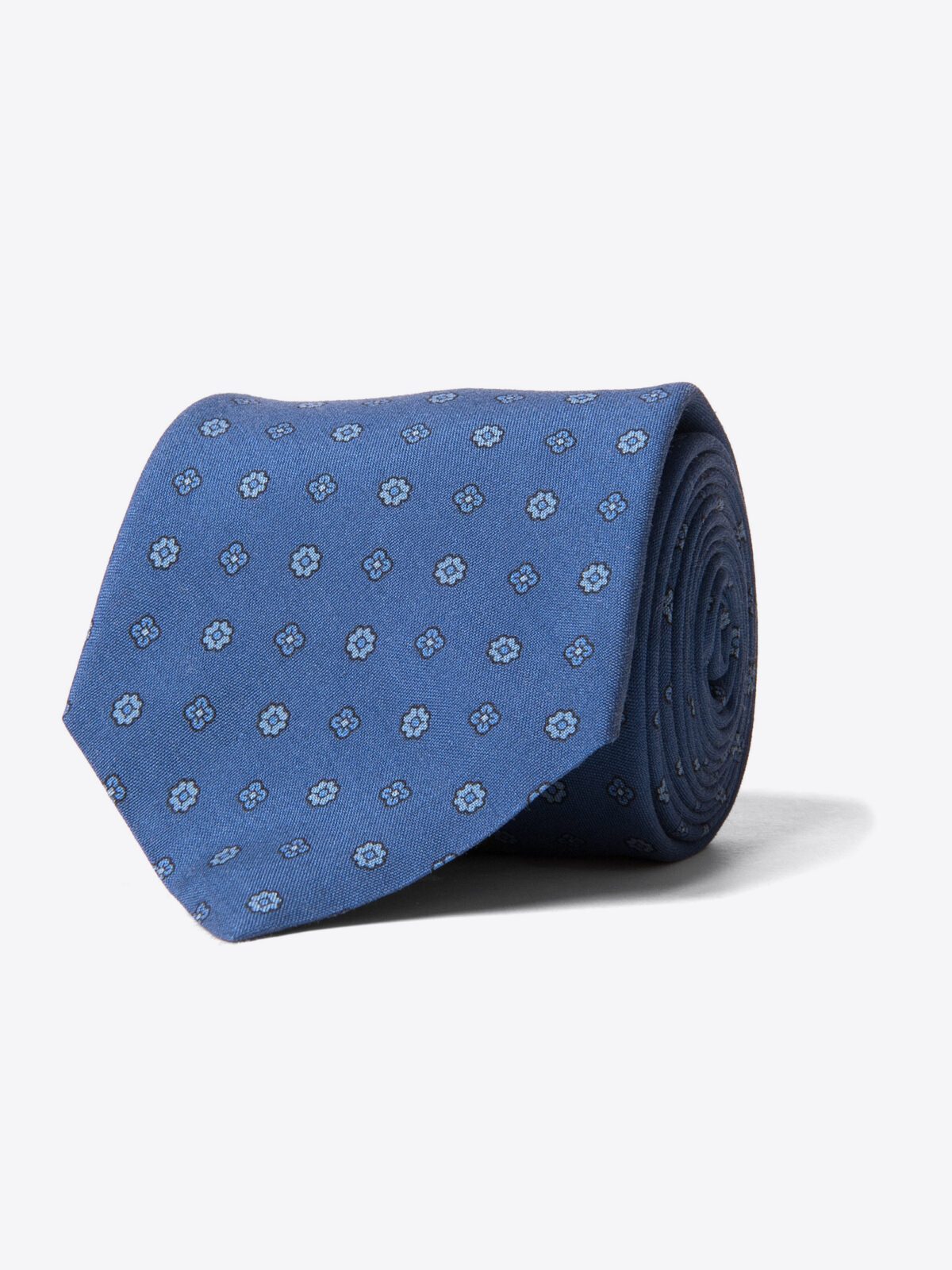 Ocean Blue Grey and Light Blue Small Foulard Print Tie