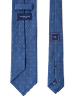 Ocean Blue Grey and Light Blue Small Foulard Print Tie Product Thumbnail 4