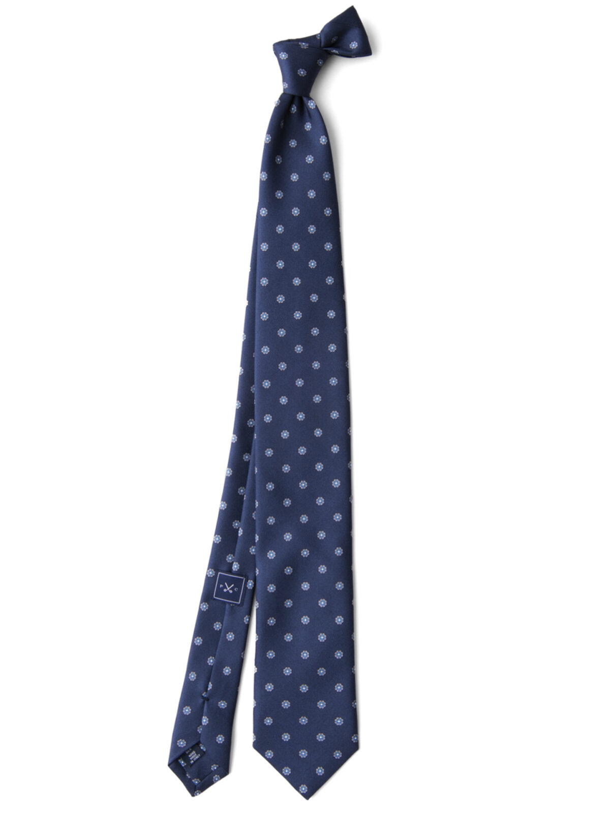 Navy and Grey Silk Foulard Tie