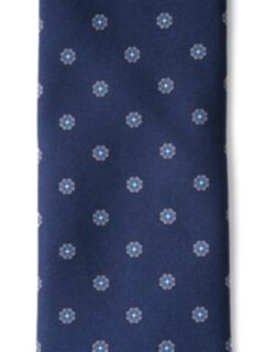 Navy and Grey Silk Foulard Tie Product Thumbnail 3