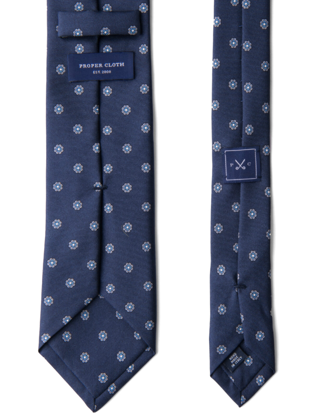 Navy and Grey Silk Foulard Tie