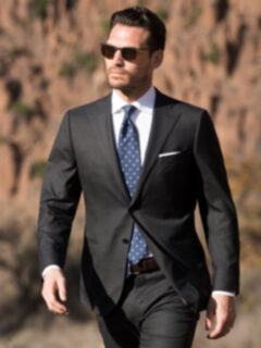 Navy and Grey Silk Foulard Tie Product Thumbnail 5