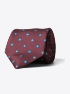 Burgundy and Blue Silk Foulard Tie Product Thumbnail 1