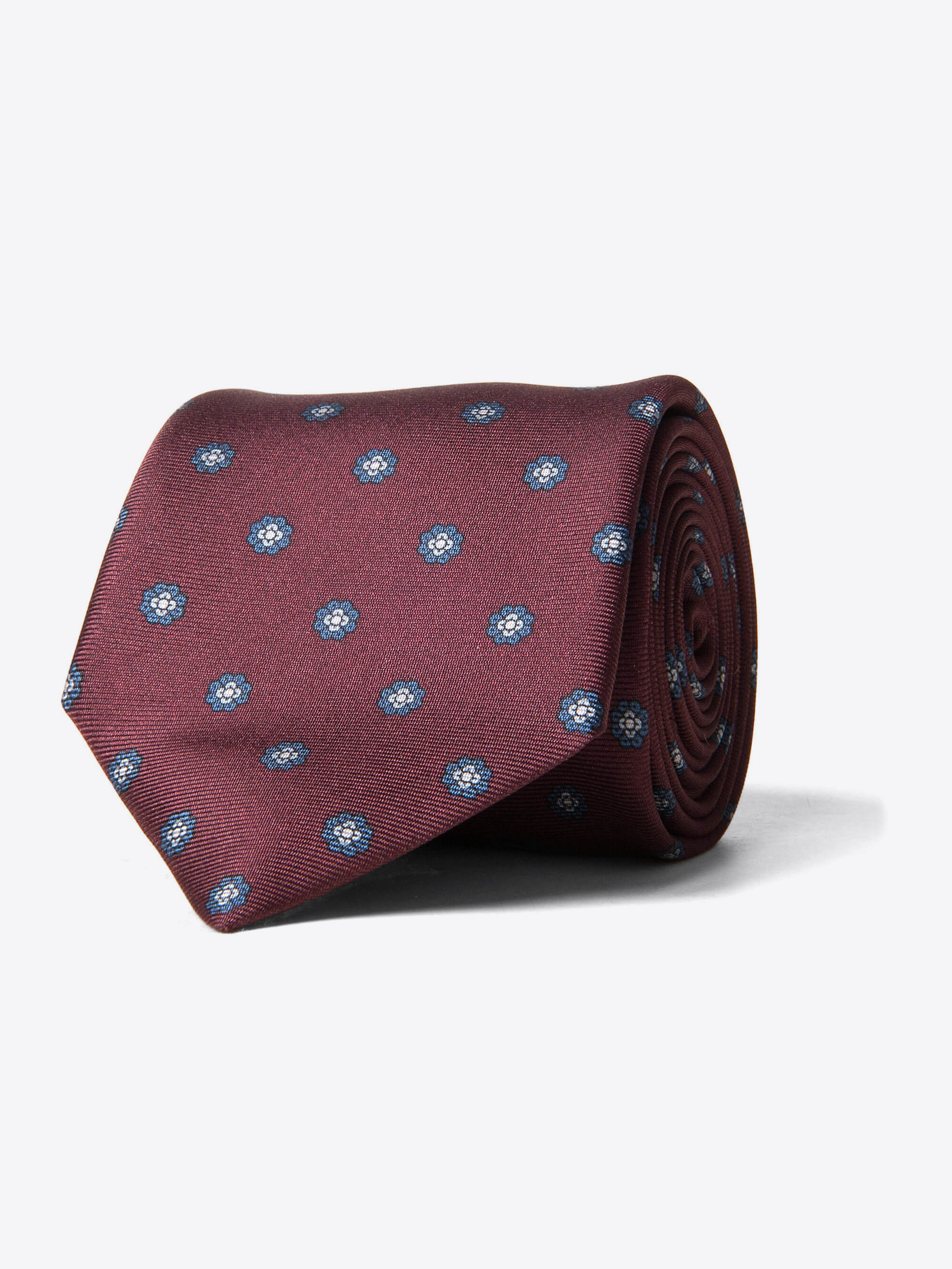Zoom Image of Burgundy and Blue Silk Foulard Tie