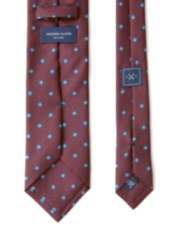 Burgundy and Blue Silk Foulard Tie Product Thumbnail 4