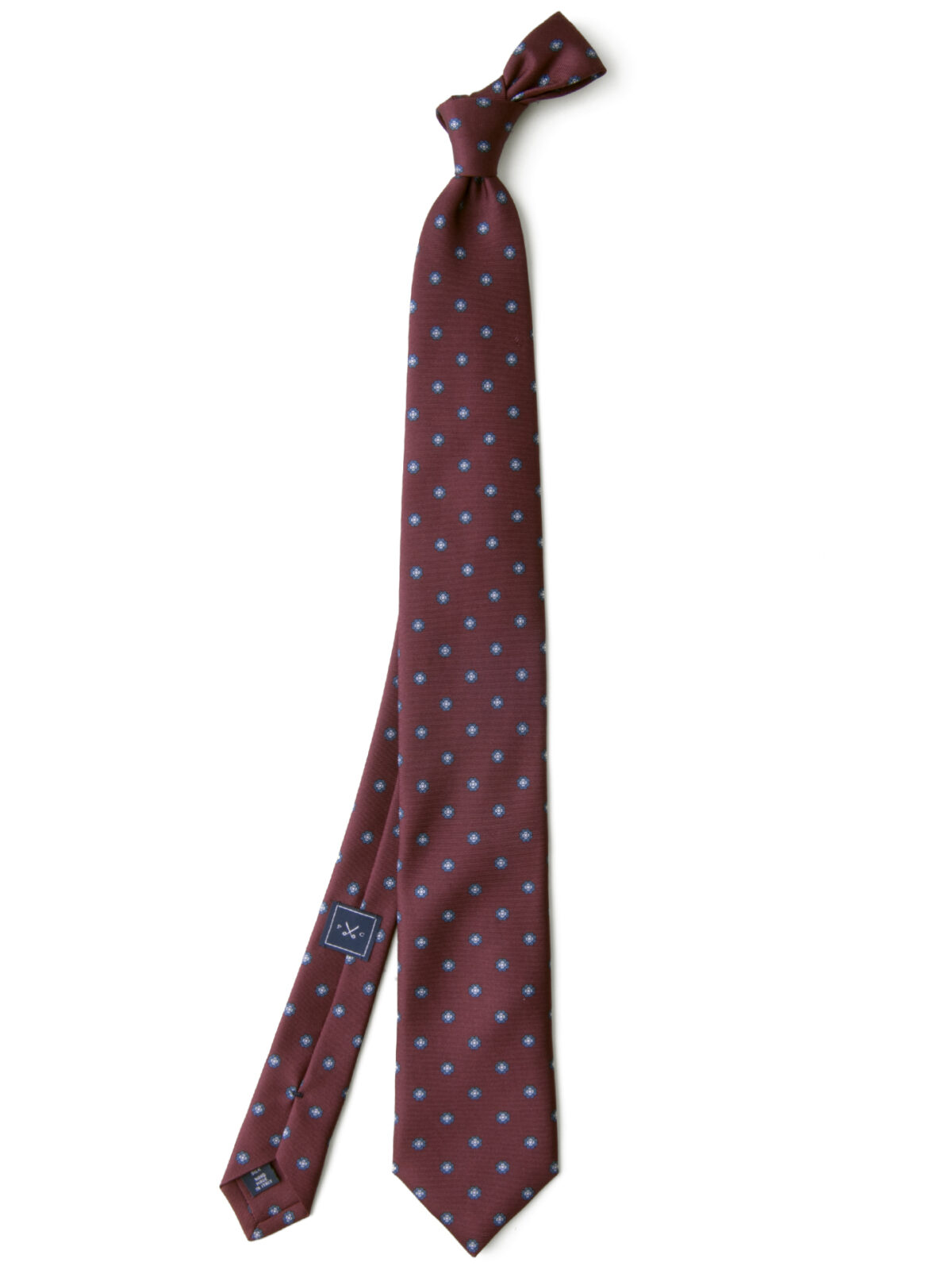 Burgundy and Blue Silk Foulard Tie