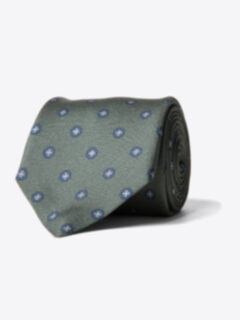 Fatigue Blue and Grey Silk Foulard Tie Product Thumbnail 1