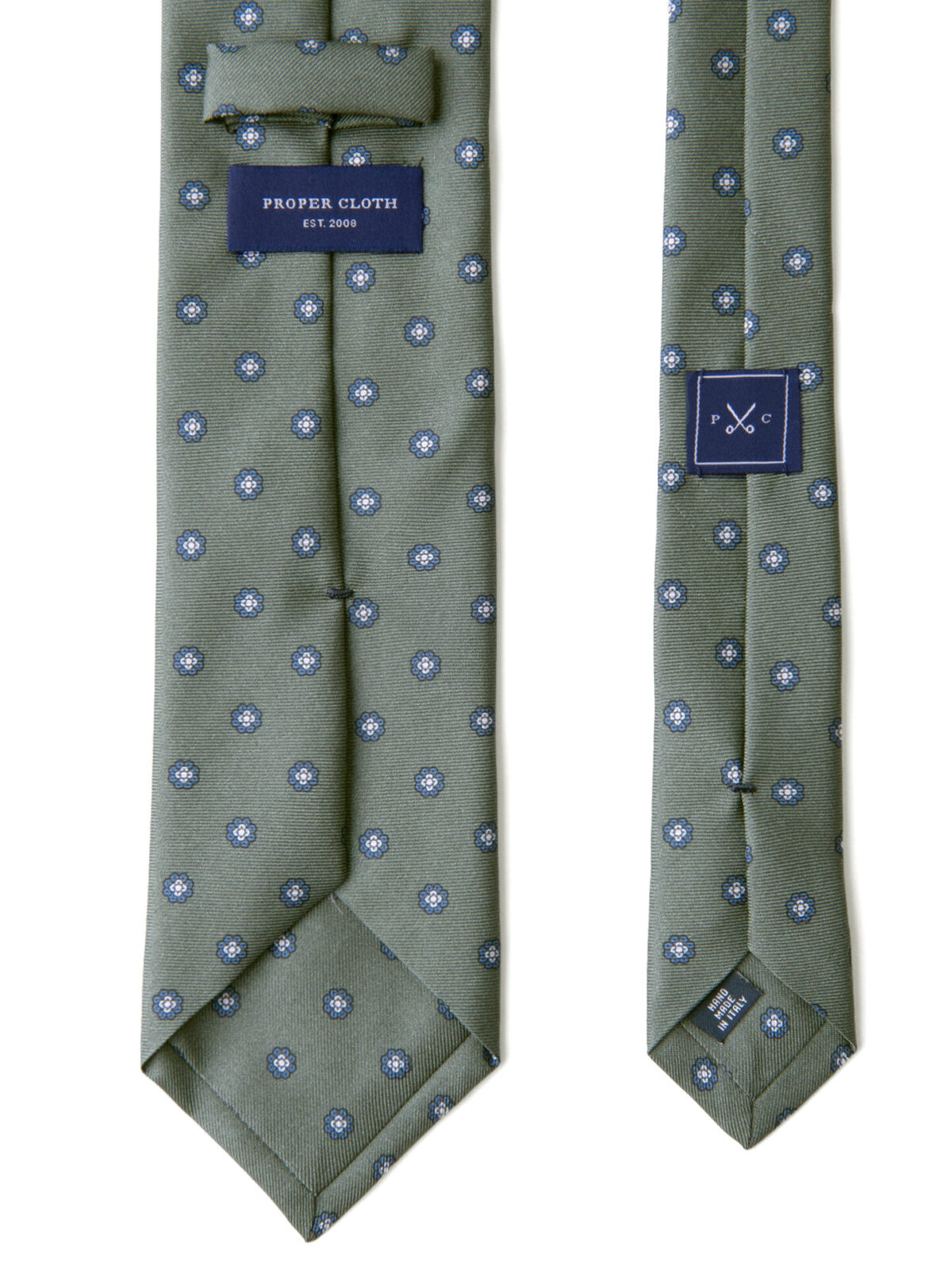 Fatigue Blue and Grey Silk Foulard Tie