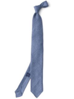 Slate Blue Glen Plaid Linen Tie Product Thumbnail 2