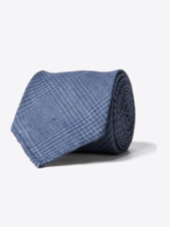 Shop Slate Blue Glen Plaid Linen Tie