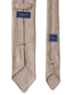 Beige Glen Plaid Linen Tie Product Thumbnail 4