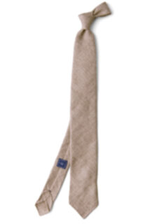 Beige Glen Plaid Linen Tie Product Thumbnail 2