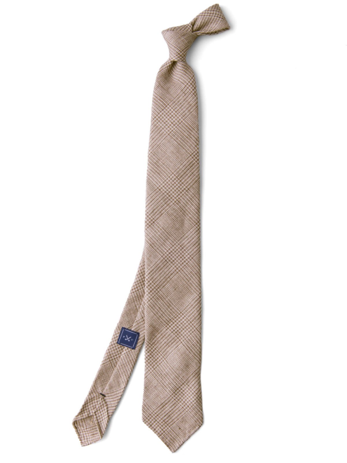 Beige Glen Plaid Linen Tie