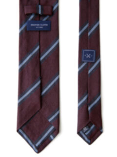 Burgundy and Blue Striped Silk Grenadine Tie Product Thumbnail 4