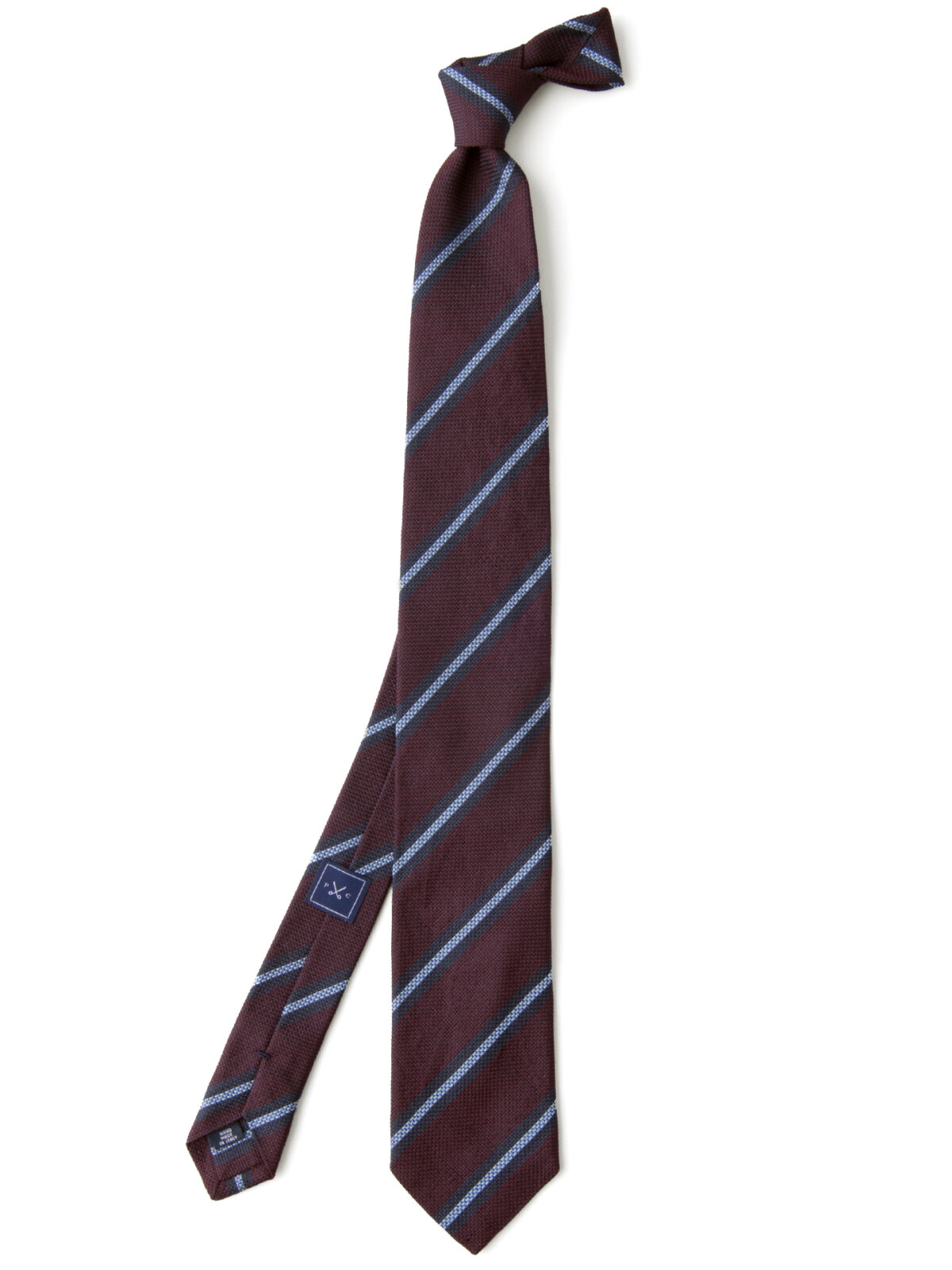 Burgundy and Blue Striped Silk Grenadine Tie