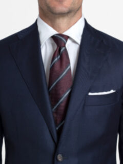 Burgundy and Blue Striped Silk Grenadine Tie Product Thumbnail 5