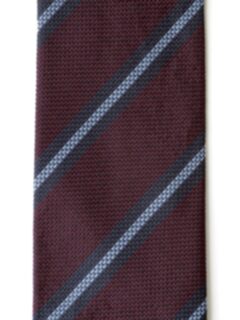 Burgundy and Blue Striped Silk Grenadine Tie Product Thumbnail 3