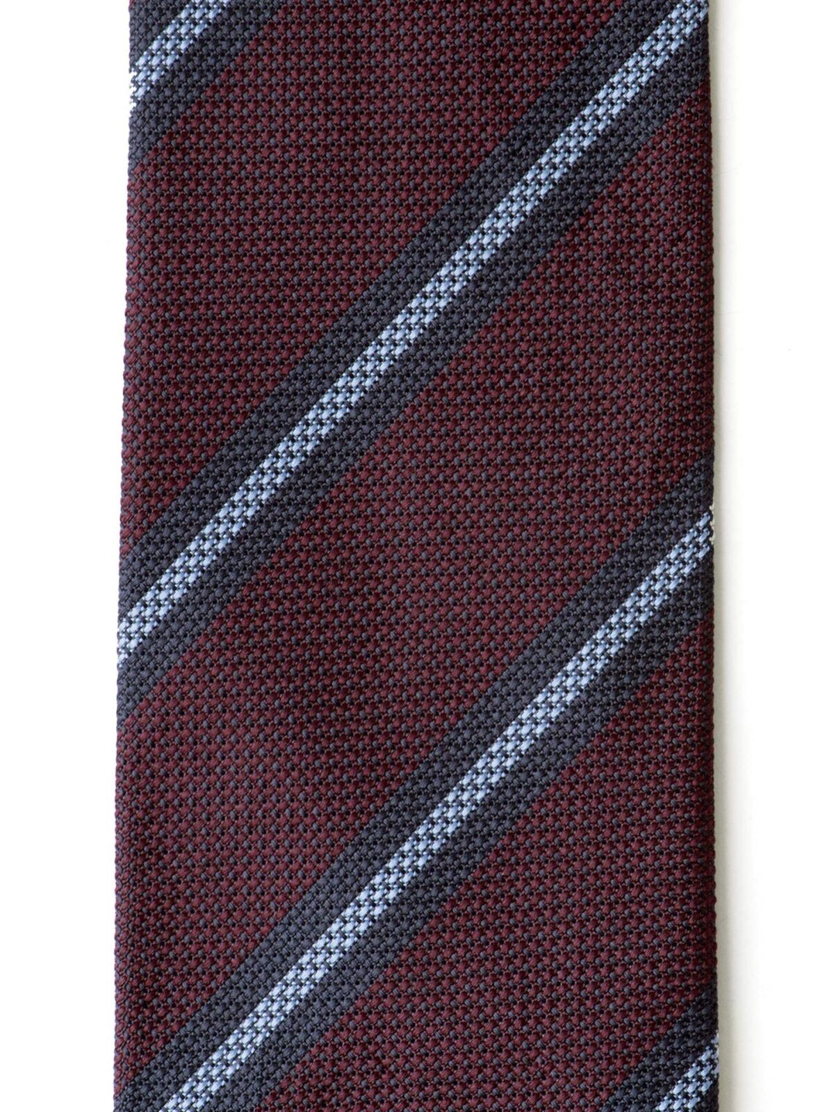 Burgundy and Blue Striped Silk Grenadine Tie