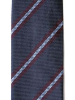 Navy Red and Light Blue Striped Silk Grenadine Tie Product Thumbnail 3