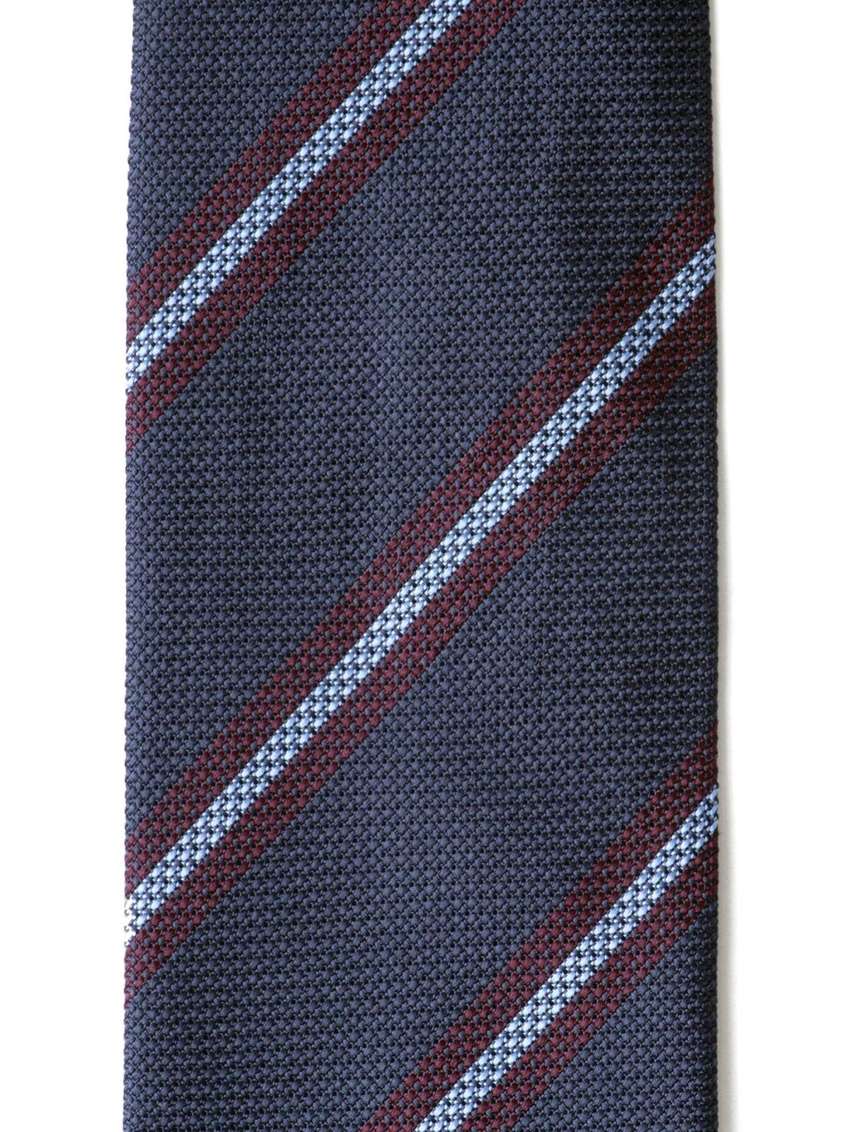 Navy Red and Light Blue Striped Silk Grenadine Tie