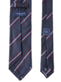 Navy Red and Light Blue Striped Silk Grenadine Tie Product Thumbnail 4