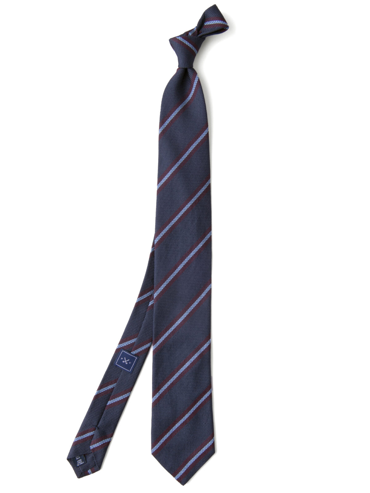 Navy Blue Grenadine Silk Tie with Burgundy Stripes Burgundy