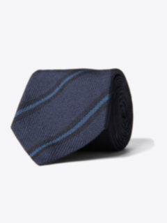 Navy Tonal Striped Silk Grenadine Tie Product Thumbnail 1