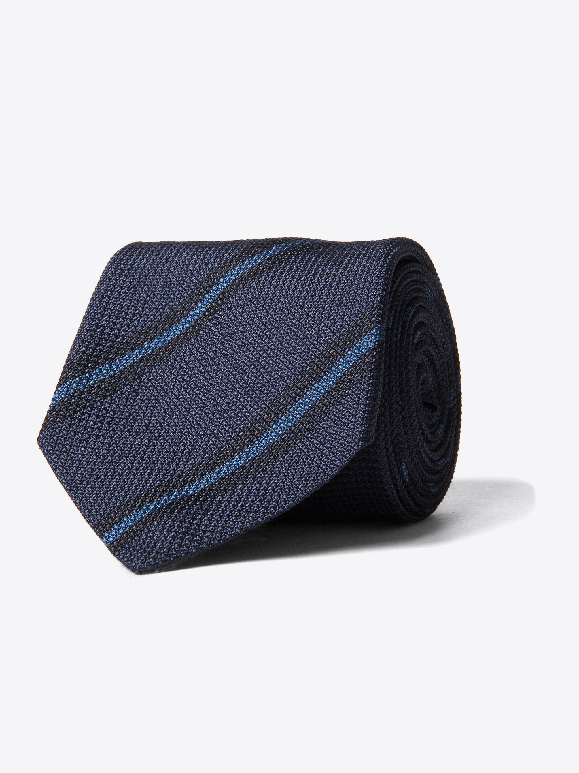 Zoom Image of Navy Tonal Striped Silk Grenadine Tie