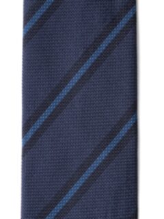 Navy Tonal Striped Silk Grenadine Tie Product Thumbnail 3