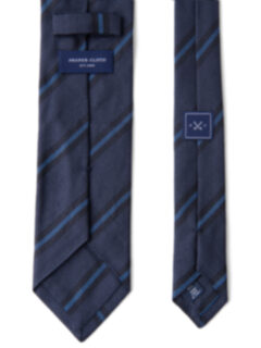 Navy Tonal Striped Silk Grenadine Tie Product Thumbnail 4
