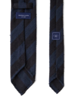 Midnight and Navy Striped Shantung Grenadine Tie Product Thumbnail 4
