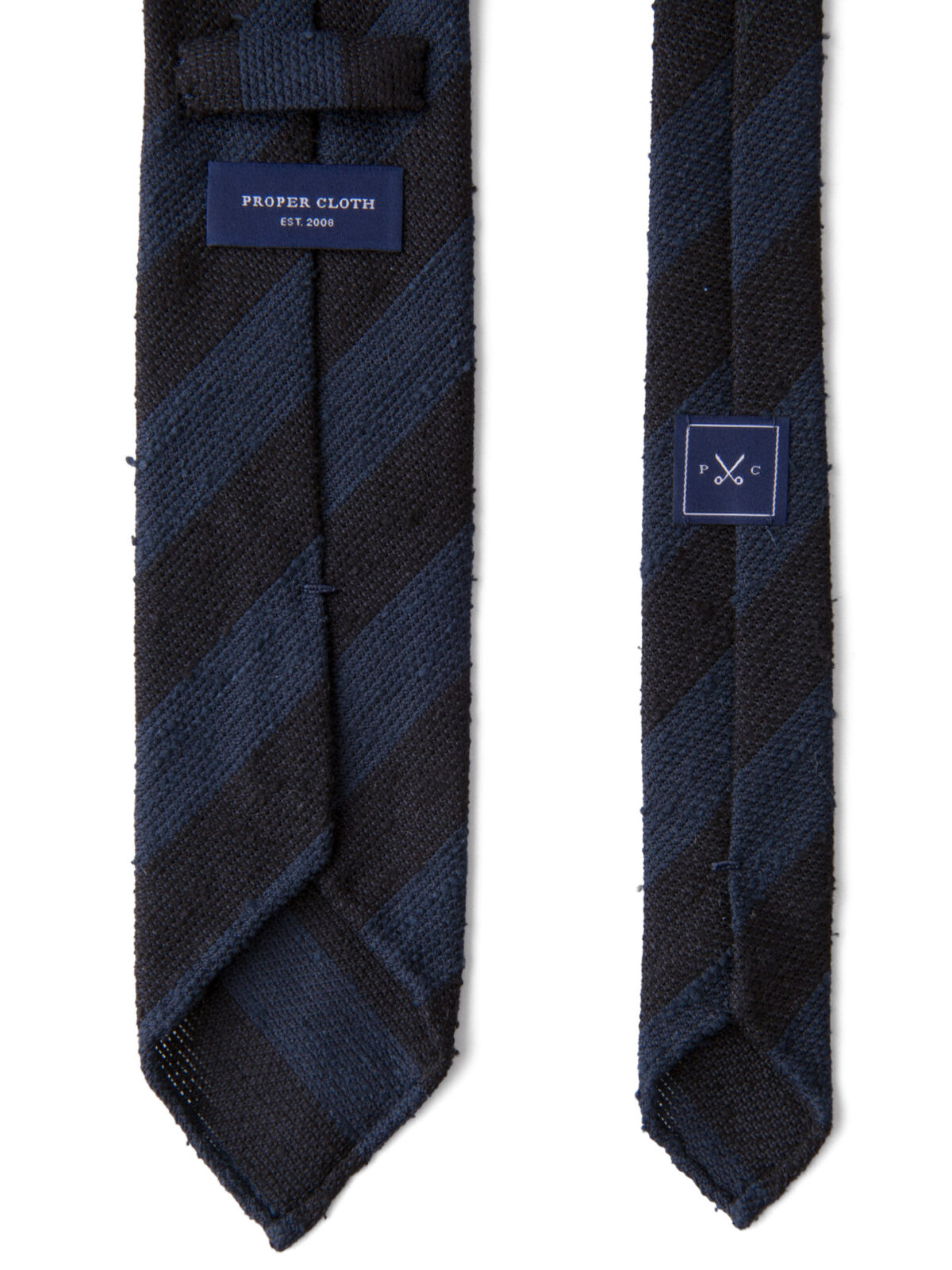 Midnight and Navy Striped Shantung Grenadine Tie