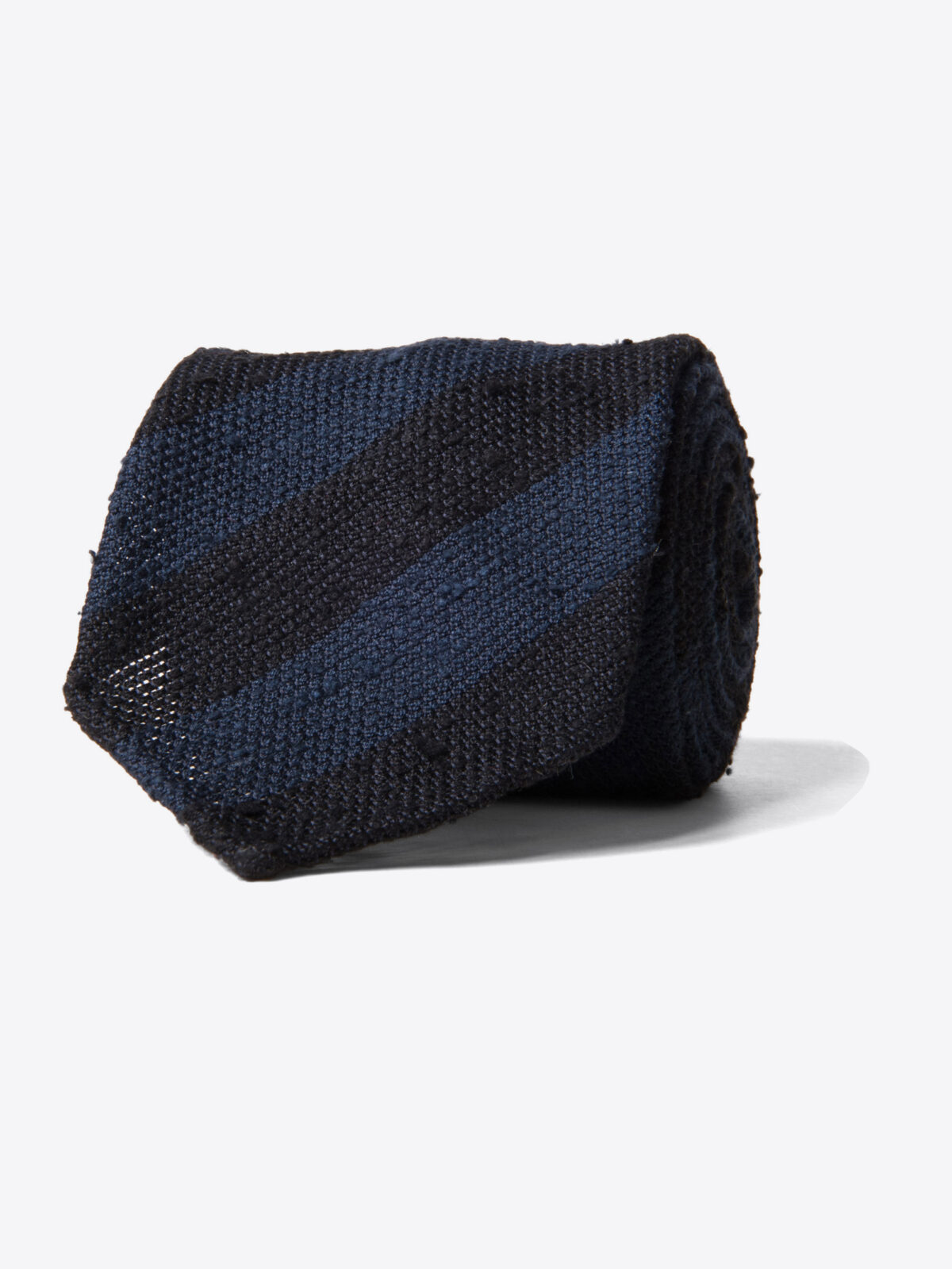 Midnight and Navy Striped Shantung Grenadine Tie