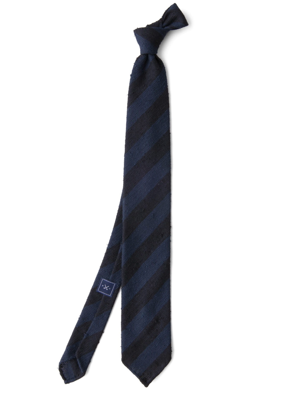 Midnight and Navy Striped Shantung Grenadine Tie