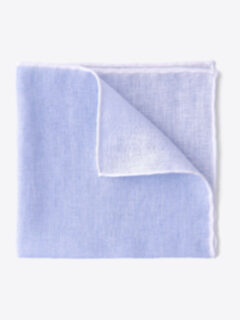 Sky Blue Tipped Linen Pocket Square Product Thumbnail 1