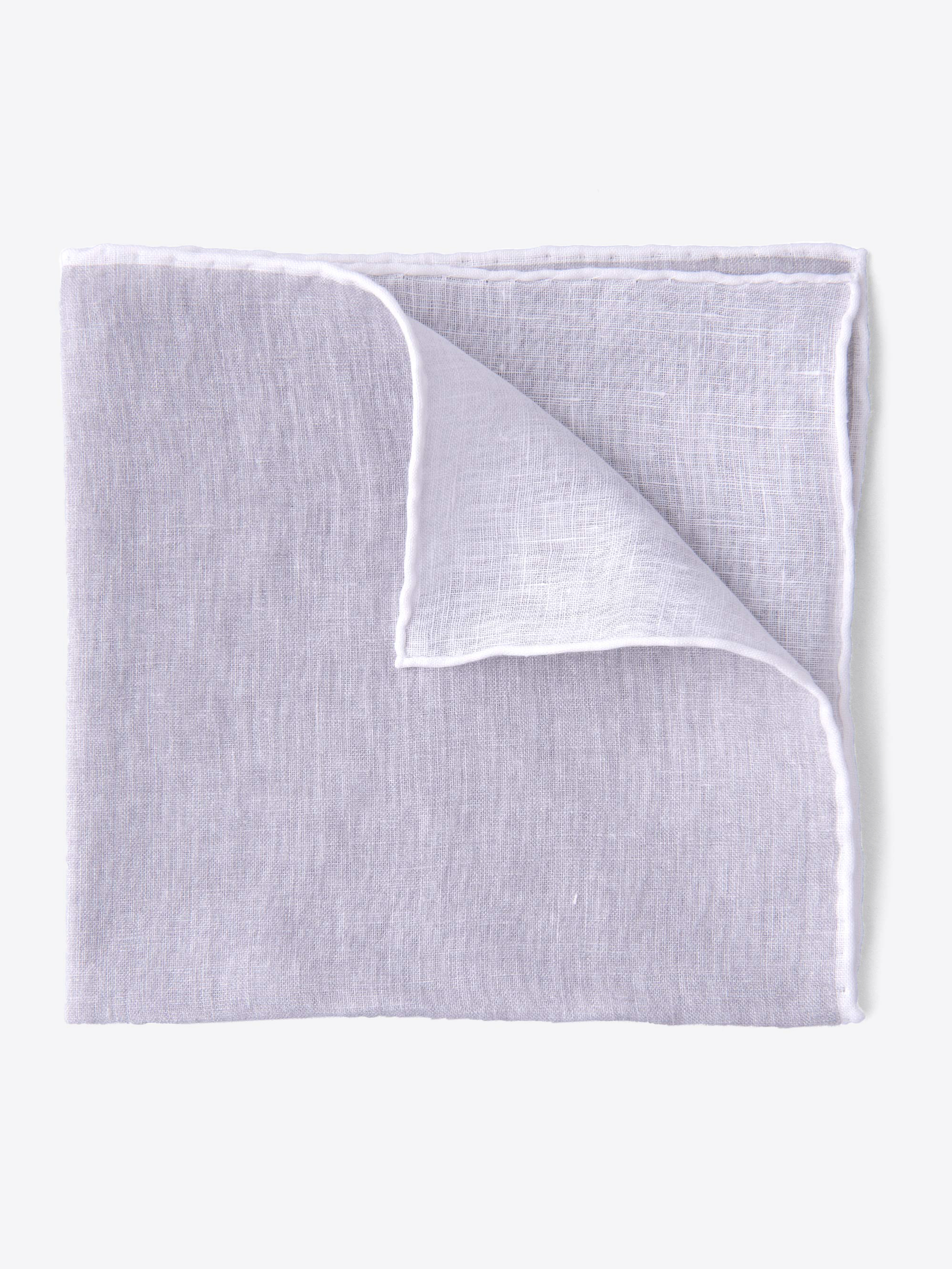 Zoom Image of Grey Tipped Linen Pocket Square
