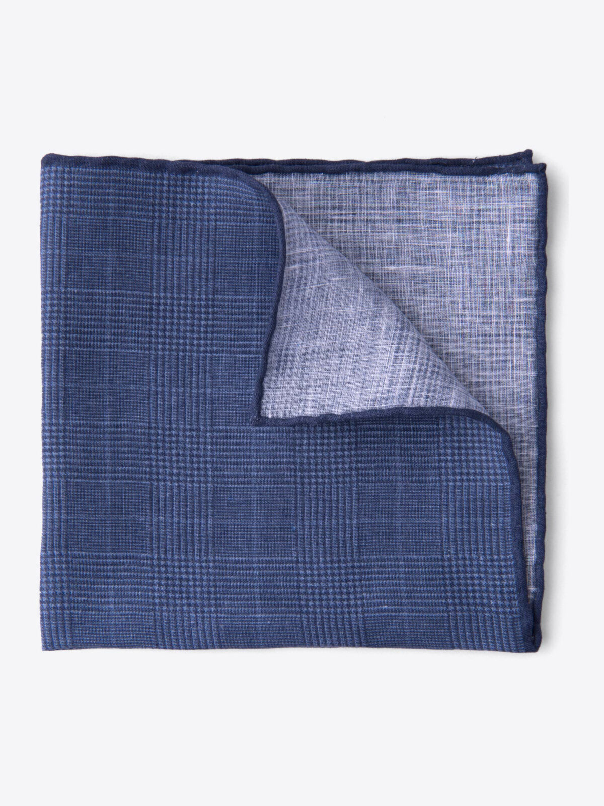 Navy Linen Glen Plaid Pocket Square
