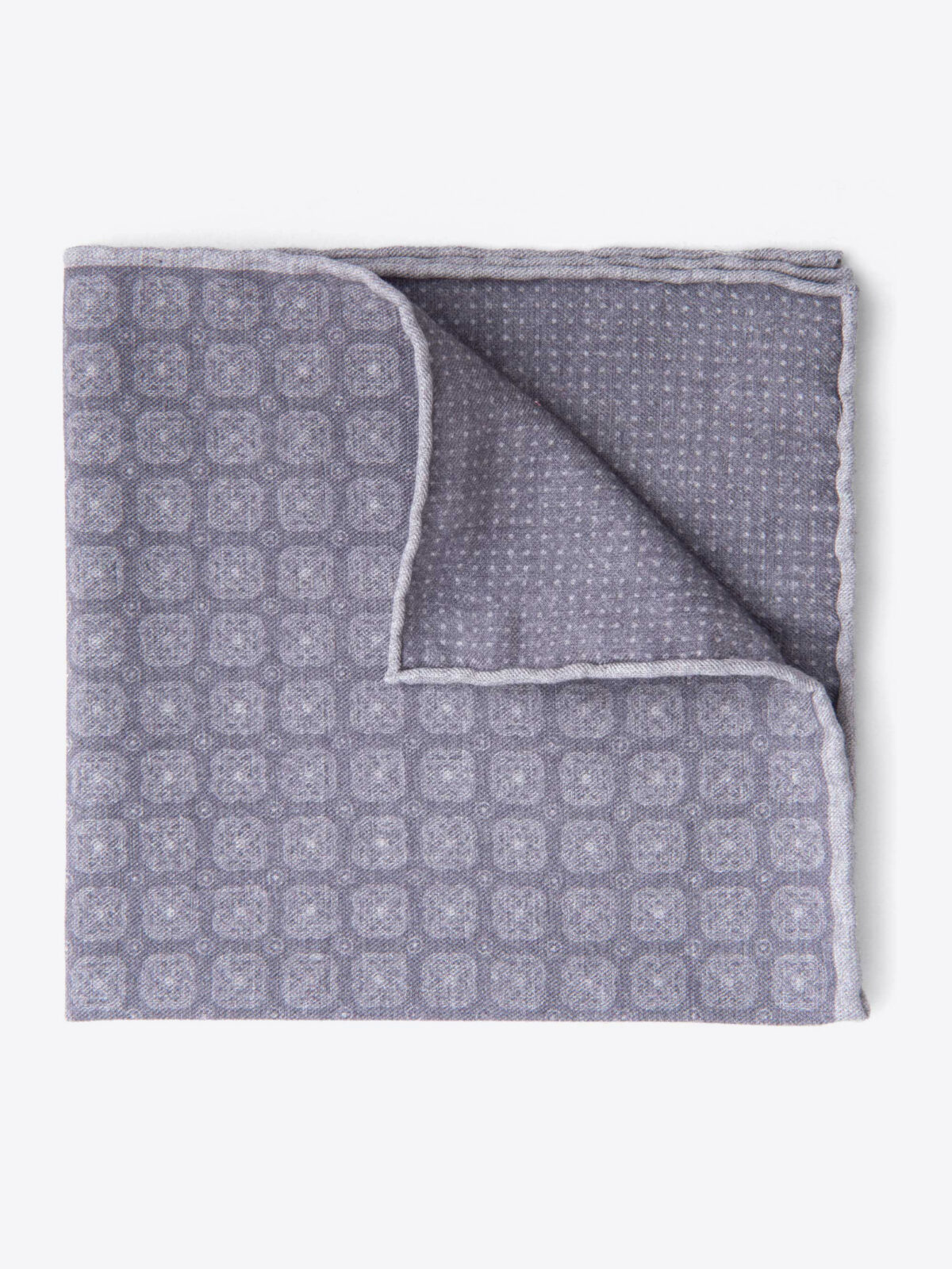 Grey Printed Cotton and Wool Square
