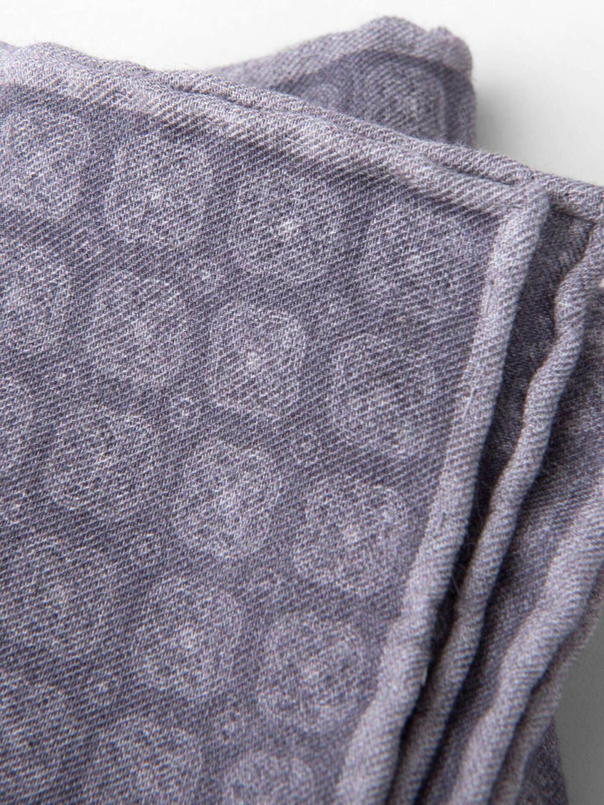 Grey Printed Cotton and Wool Square