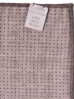 Beige Printed Cotton and Wool Pocket Square Product Thumbnail 4