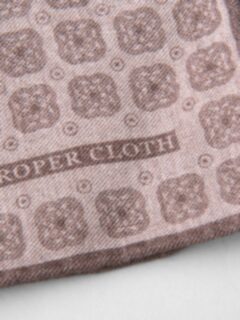 Beige Printed Cotton and Wool Pocket Square Product Thumbnail 2