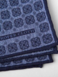 Blue Printed Cotton and Wool Square Product Thumbnail 2