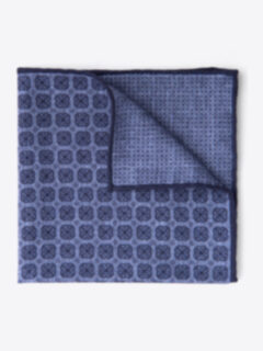 Blue Printed Cotton and Wool Square Product Thumbnail 1
