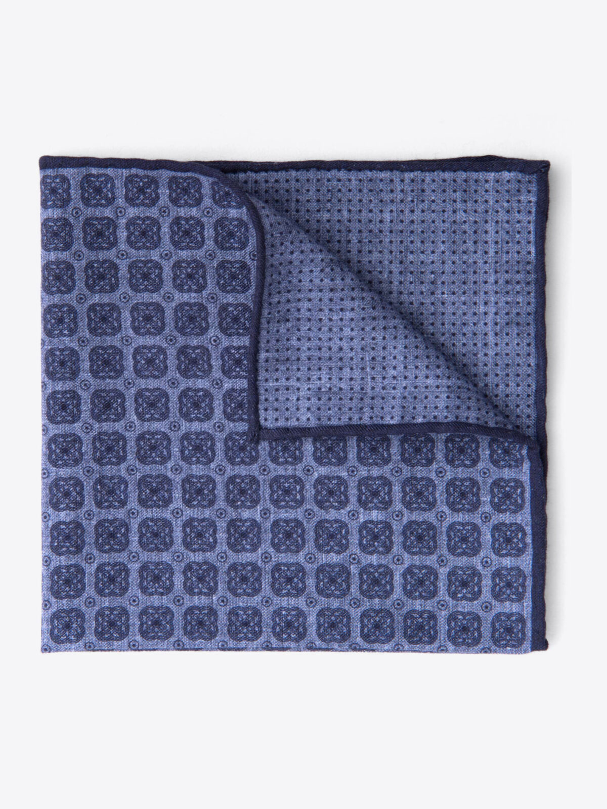 Blue Printed Cotton and Wool Square